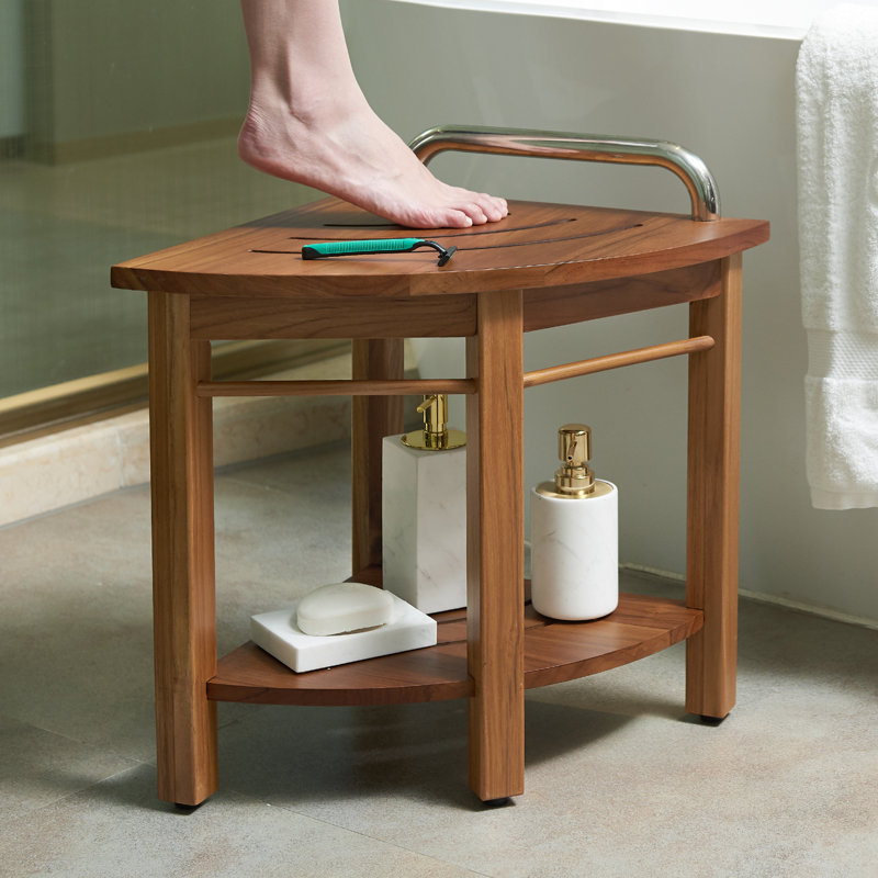 Rebrilliant Lonisha 15'' W Wood Corner Shower Bench Wayfair